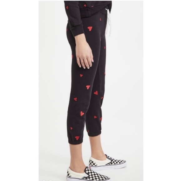 Monrow Heart Embroidered Sweatpants in Black- XS,S - Picture 3 of 10